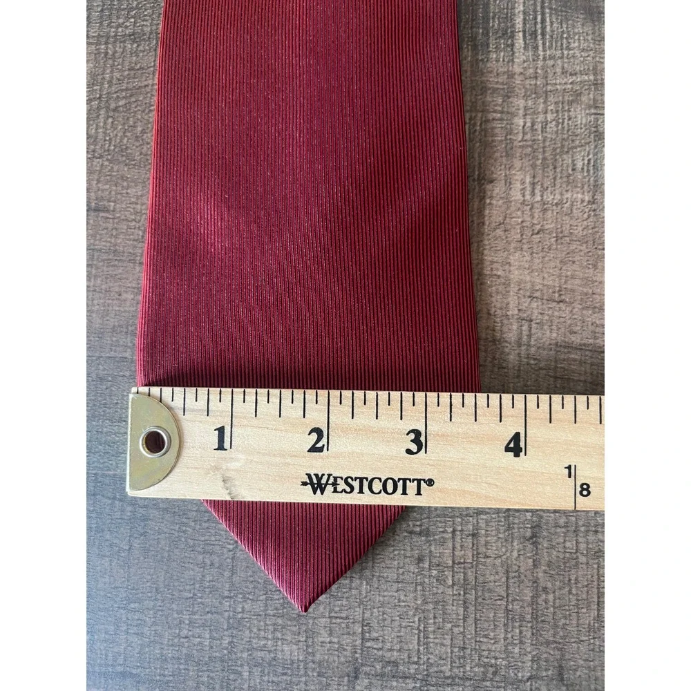 VTG Gucci Mens Silk Tie Burgundy Red Ombre Gradient Ribbed GG Monogram Italy